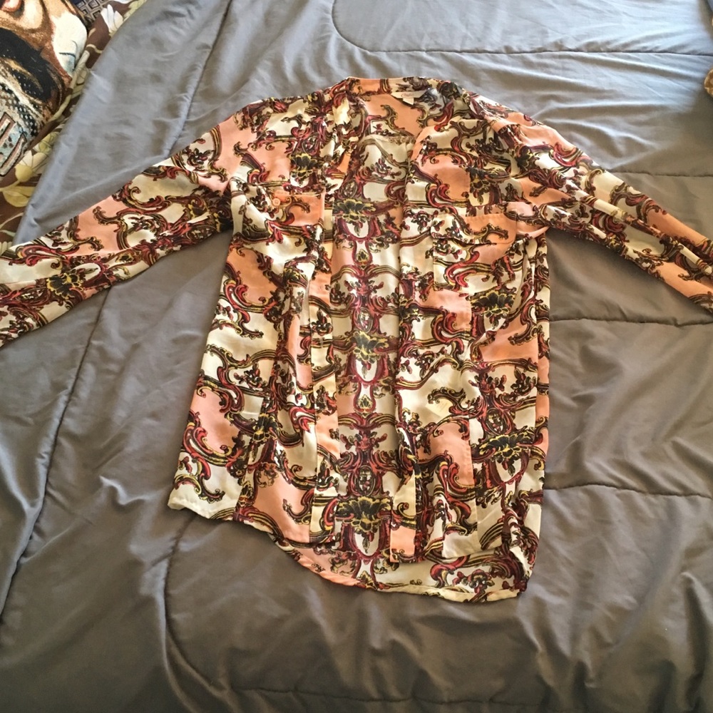 Candies sheer long sleeved button up shirt